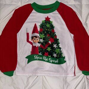 Elf on the Shelf Kids Pajama Top Size 8 Red Green Christmas Sleepwear NWT